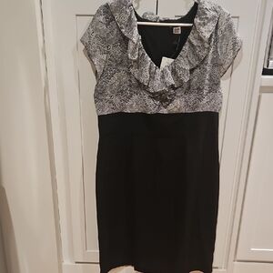 Elegant Black and White Lace Dress